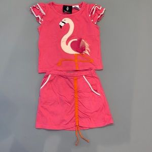 Michael Simon adorable flamingo shirt and skirt set size 4